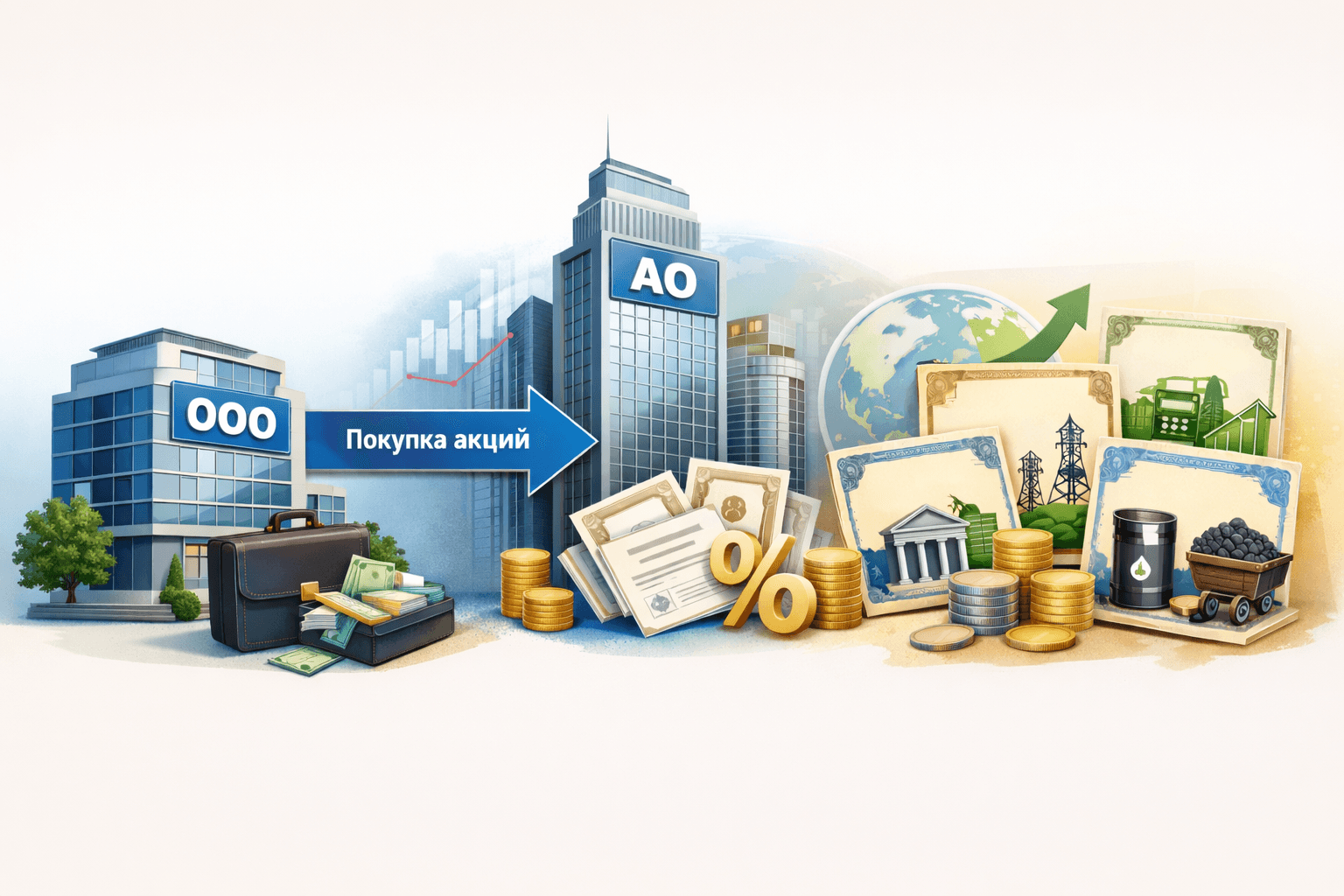 Может ли ООО купить акции АО и возможна ли диверсификация портфеля